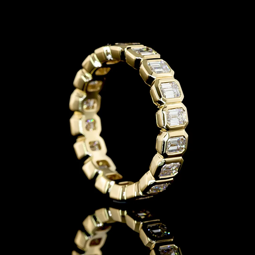1.77 Cts 14k Yellow Gold Emerald Shape Eternity Band Eternity Band - Image 2