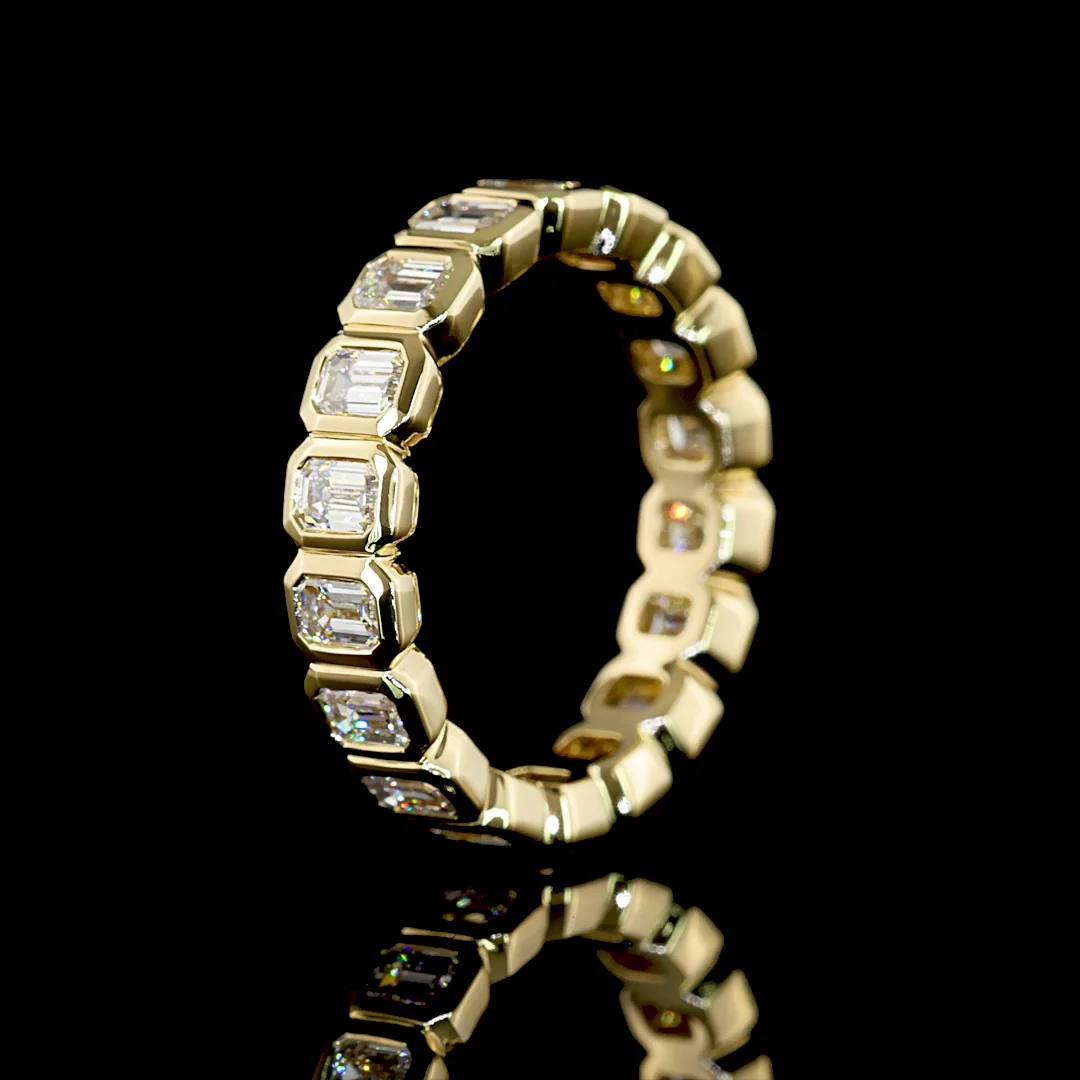 1.77 Cts 14k Yellow Gold Emerald Shape Eternity Band Eternity Band - Image 4