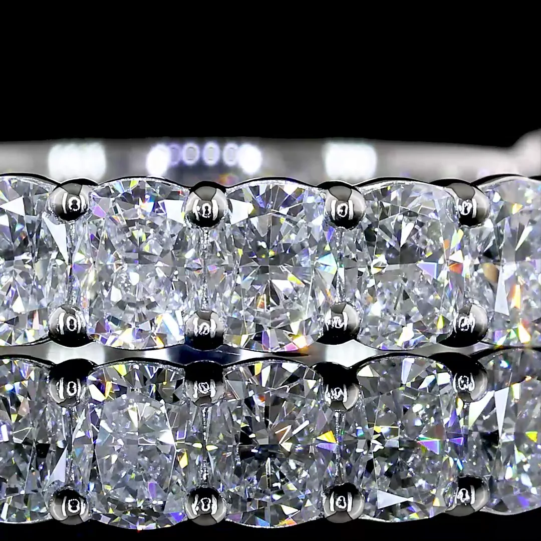 1.71 Cts Platinum Cushion Brilliant Shape 3/4 Band Eternity Band - Image 3