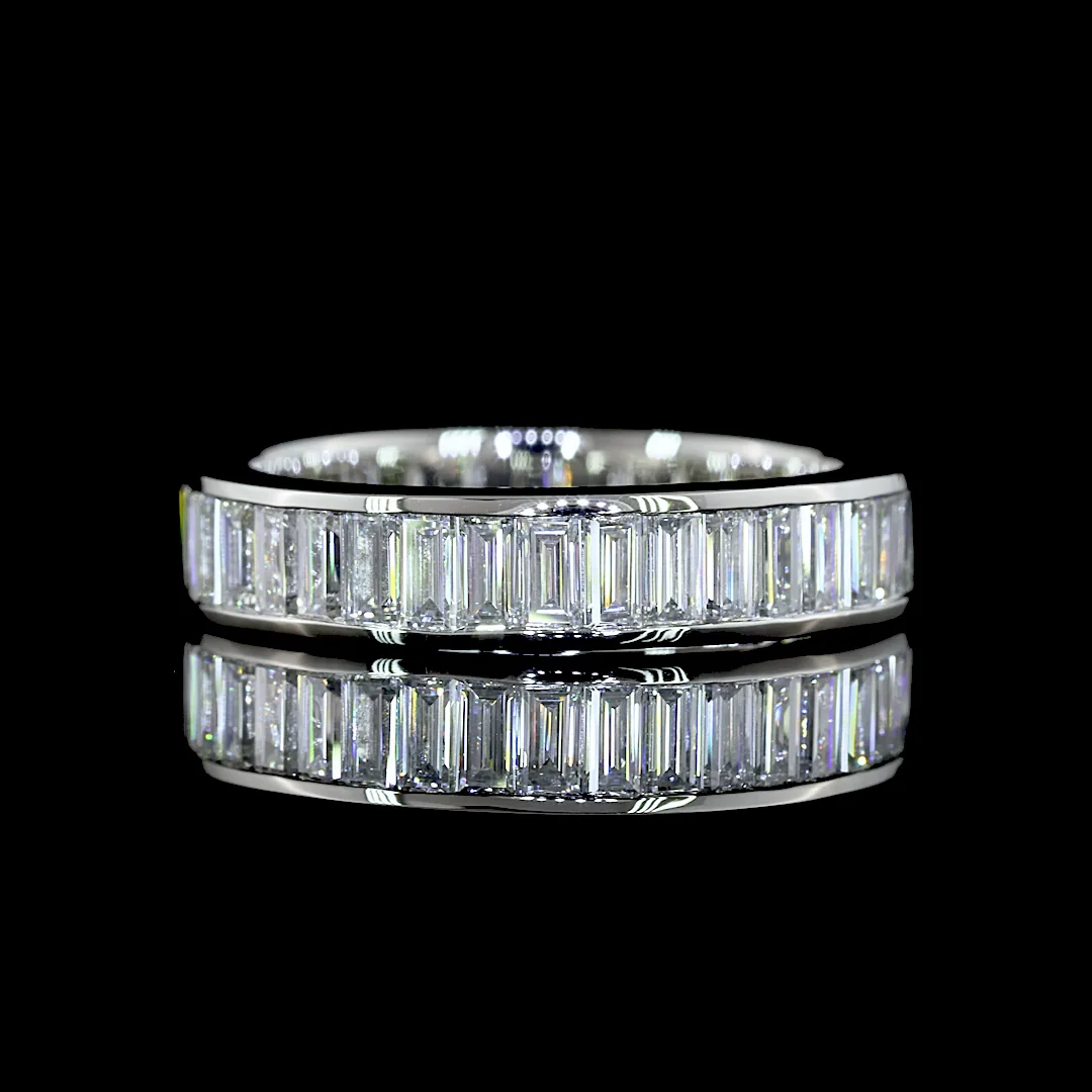 1.51 Cts Platinum Baguette Shape 3/4 Band Eternity Band - Video