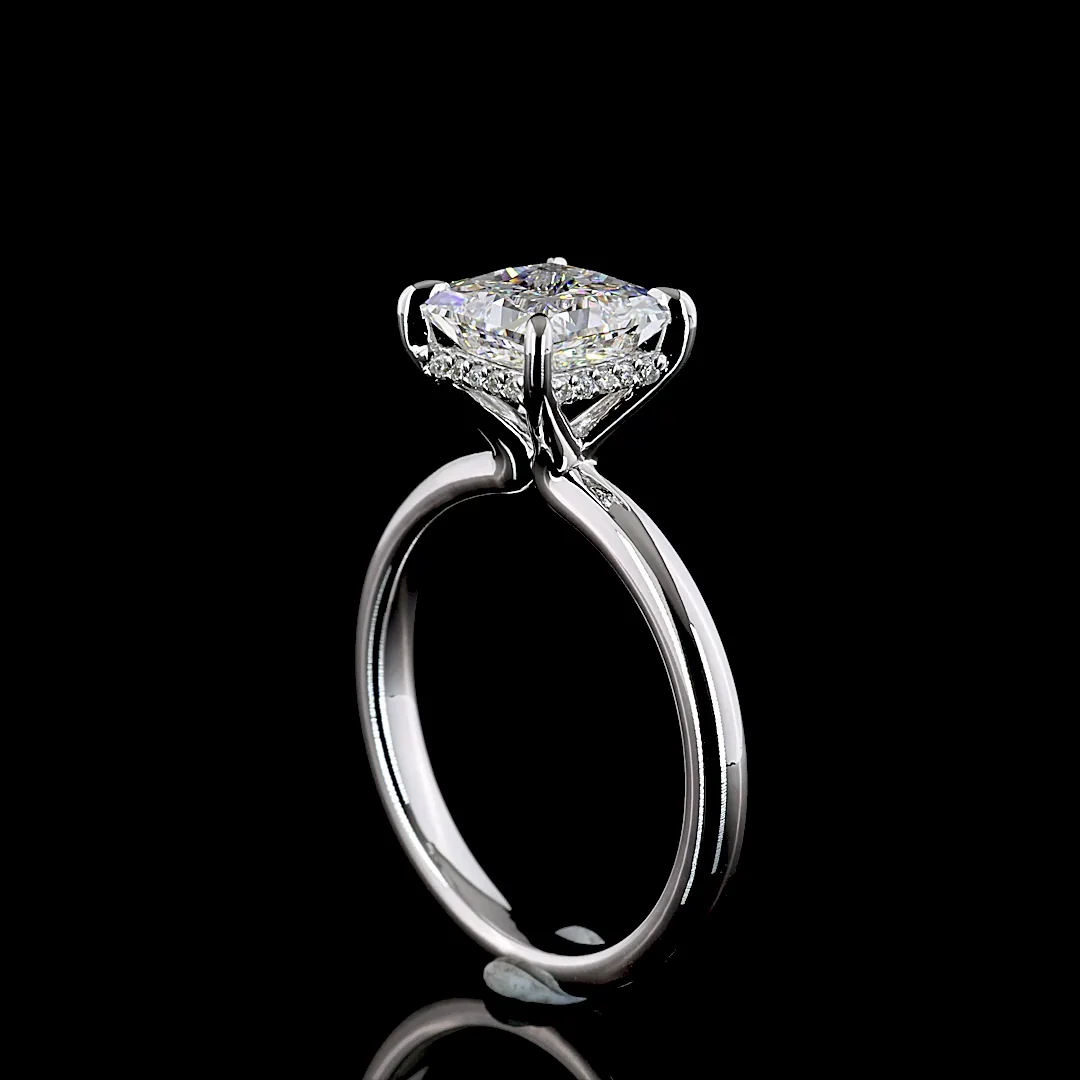 2.11 Cts 14k White Gold Princess Shape Hidden Halo Ring - Image 2