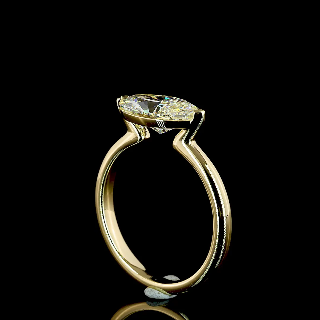 2.01 Cts 14k Yellow Gold Marquise Shape Solitaire Ring - Image 2