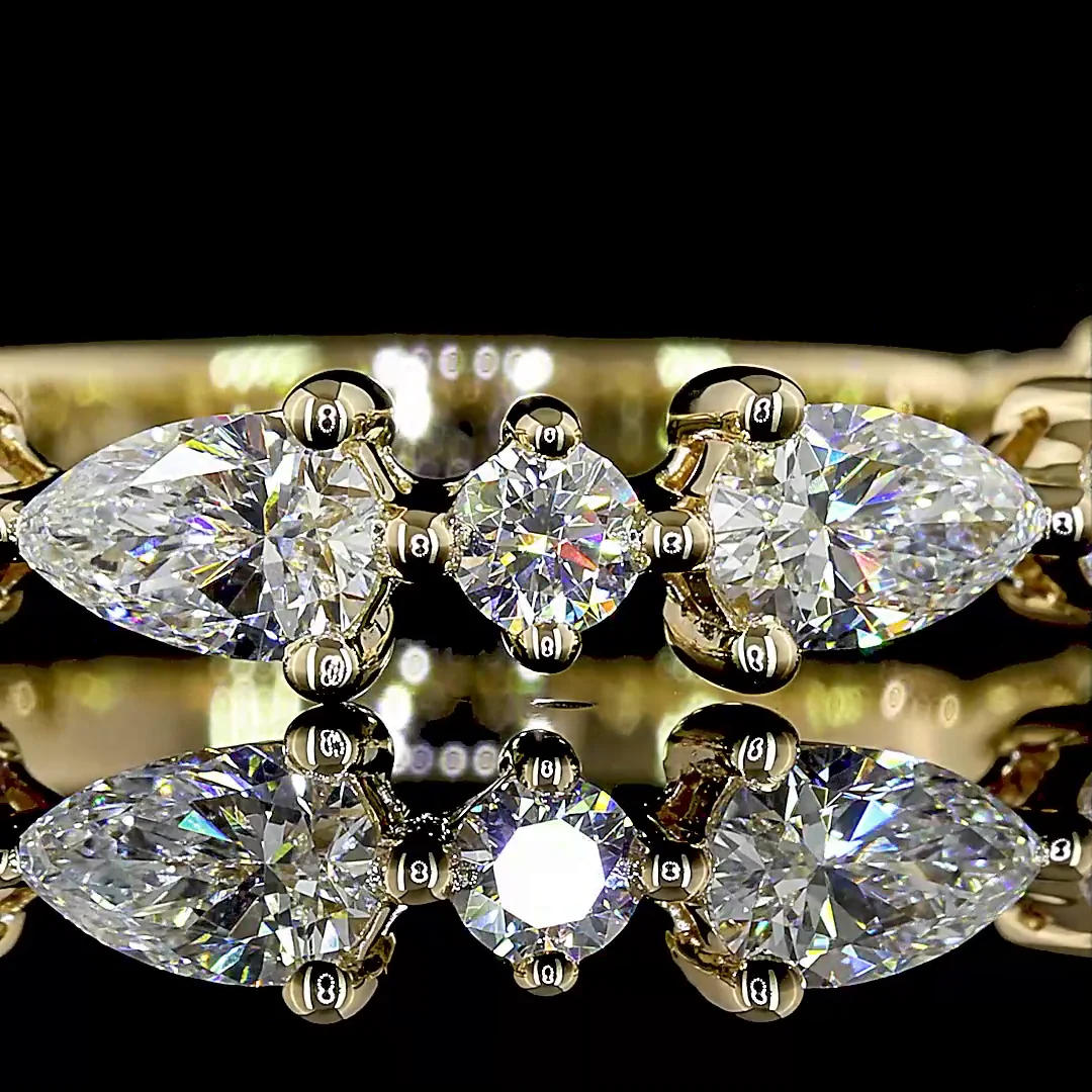 1.26 Cts 14k Yellow Gold Mix Shape 3/4 Band Eternity Band - Image 3