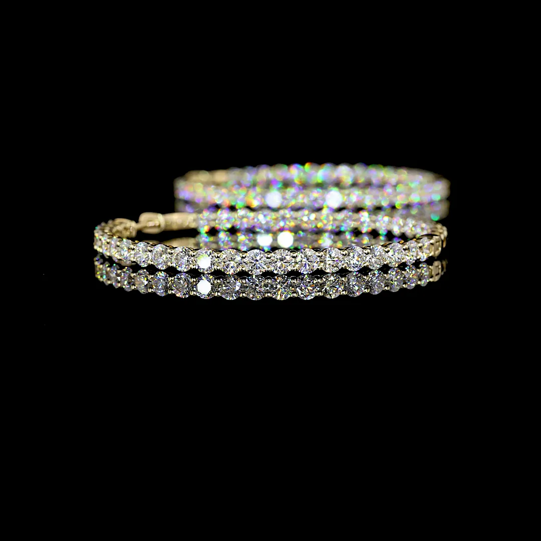 6.97 Cts 14k Yellow Gold Round Shape Hoops Earring - Image 4