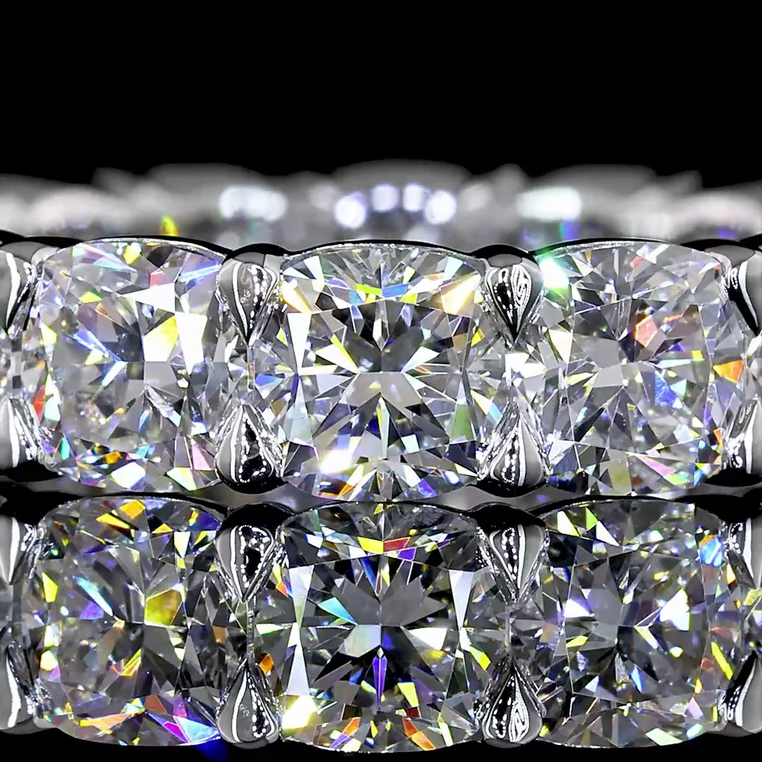 5.65 Cts 14k White Gold Square Cushion Brilliant Shape Eternity Band Eternity Band - Image 3