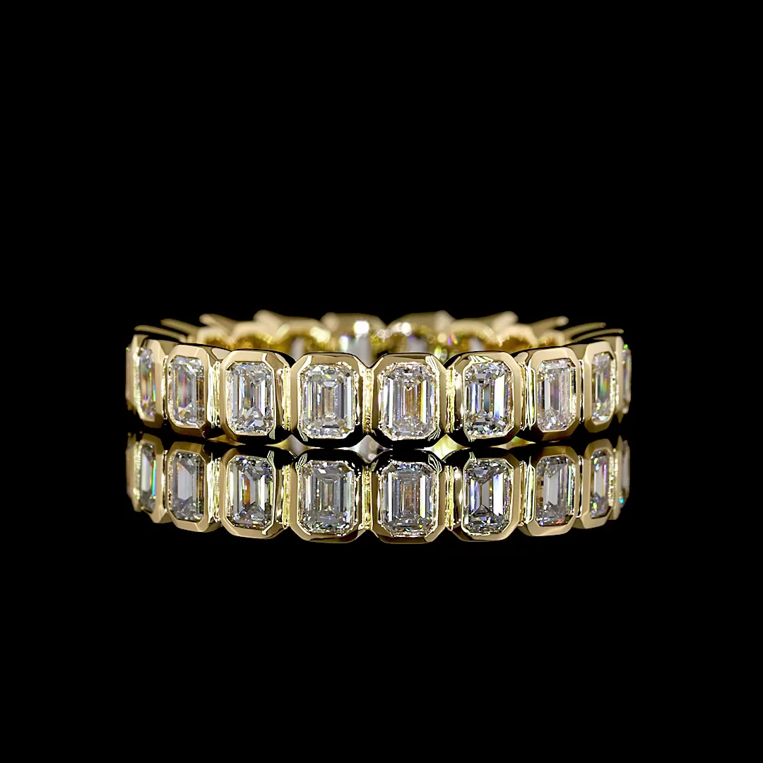 1.6 Cts 18k Yellow Gold Emerald Shape Eternity Band Eternity Band - Video
