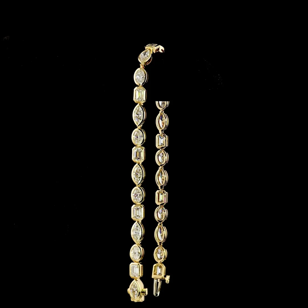 8.54 Cts 14k Yellow Gold Mix Shape Tennis Bracelet - Image 3