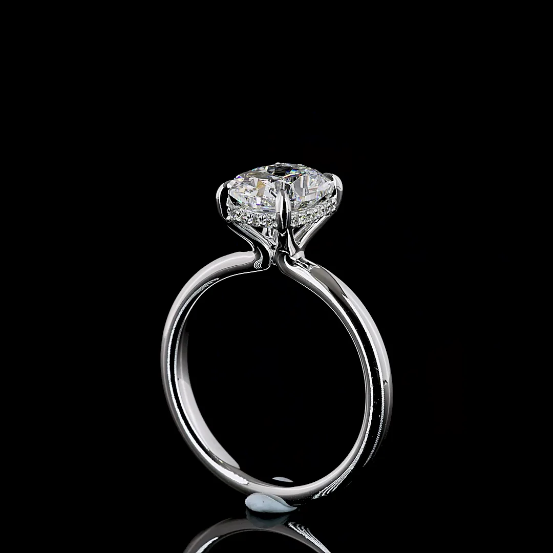 2.12 Cts 14k White Gold Cushion Brilliant Shape Hidden Halo Ring - Image 2