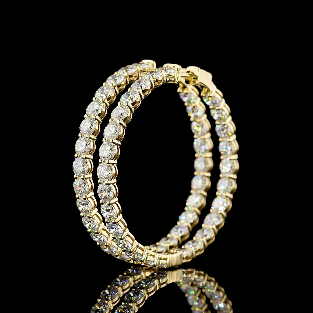 10.62 Cts 14k Yellow Gold Round Shape Hoops Earring - Image 2