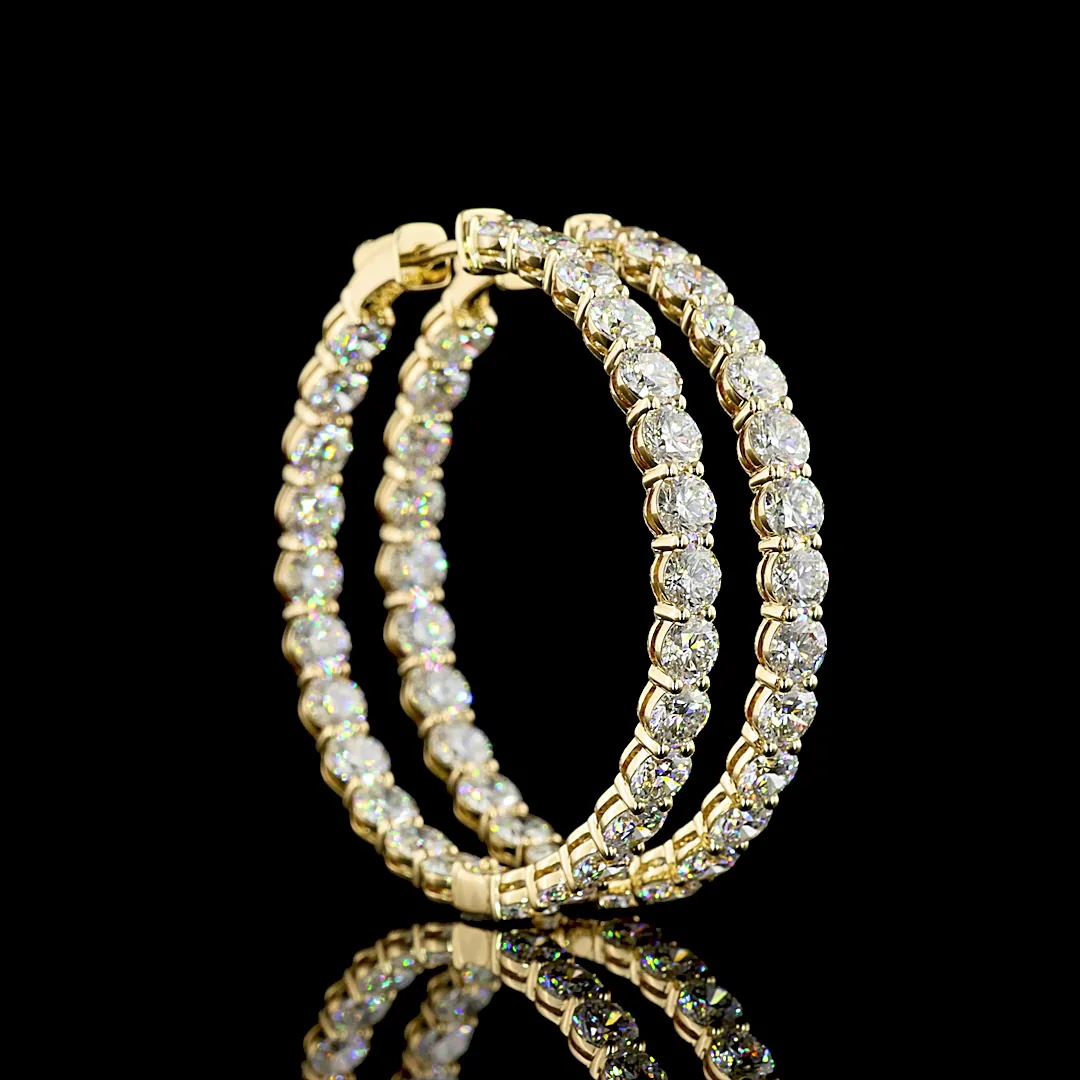 10.62 Cts 14k Yellow Gold Round Shape Hoops Earring - Image 3