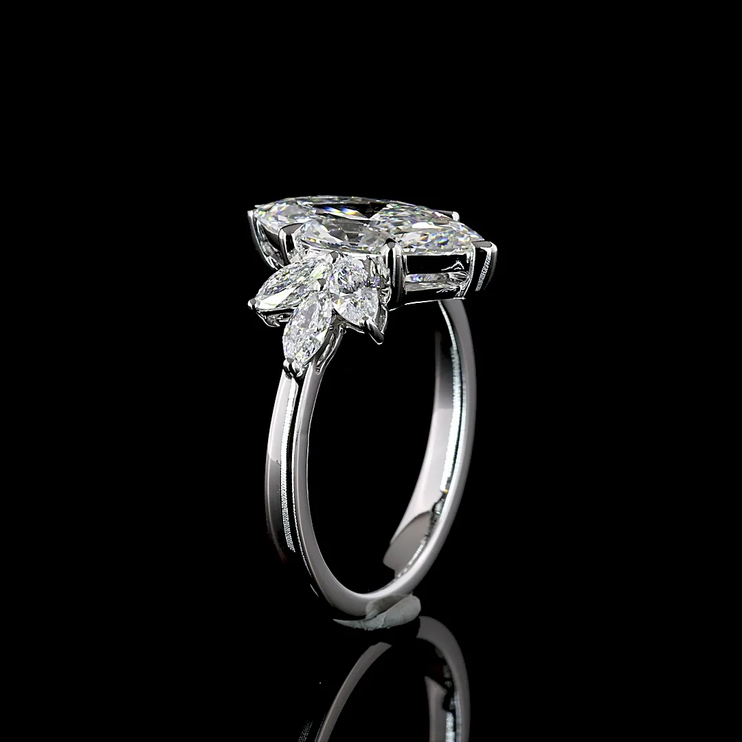 2.71 Cts 14k White Gold Marquise Shape Special Ring - Image 4