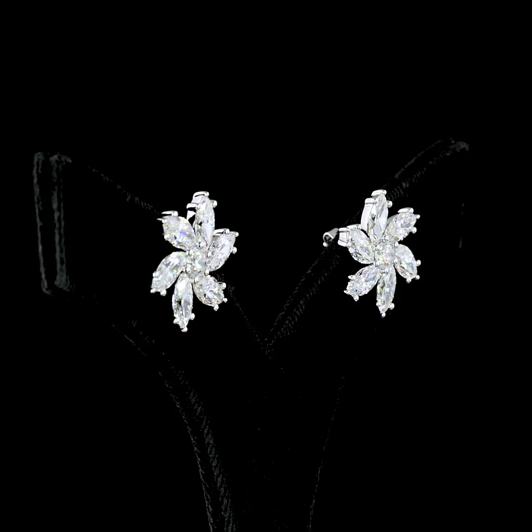 6.13 Cts 14k White Gold Mix Shape Studs Earring - Video
