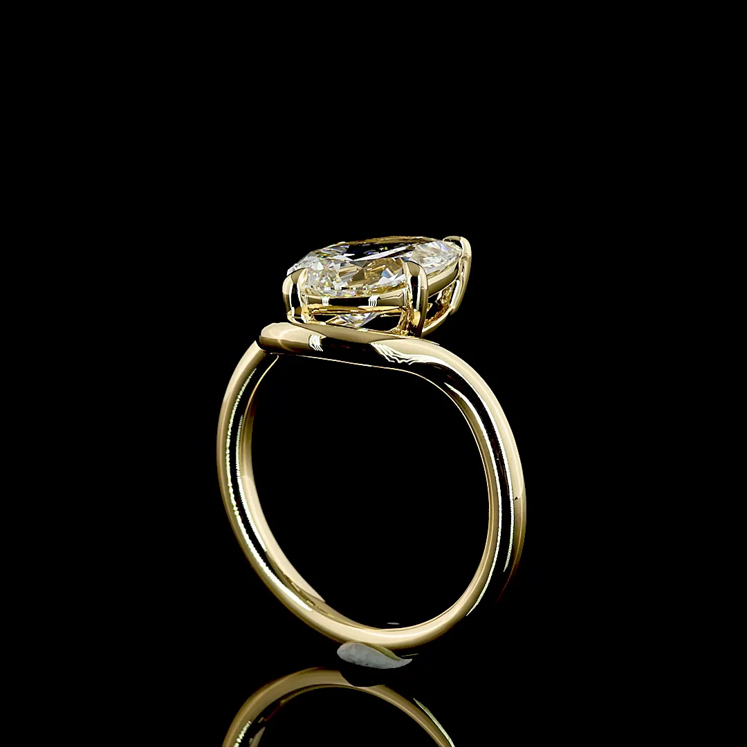 2.11 Cts 14k Yellow Gold Pear Shape Solitaire Ring - Image 2