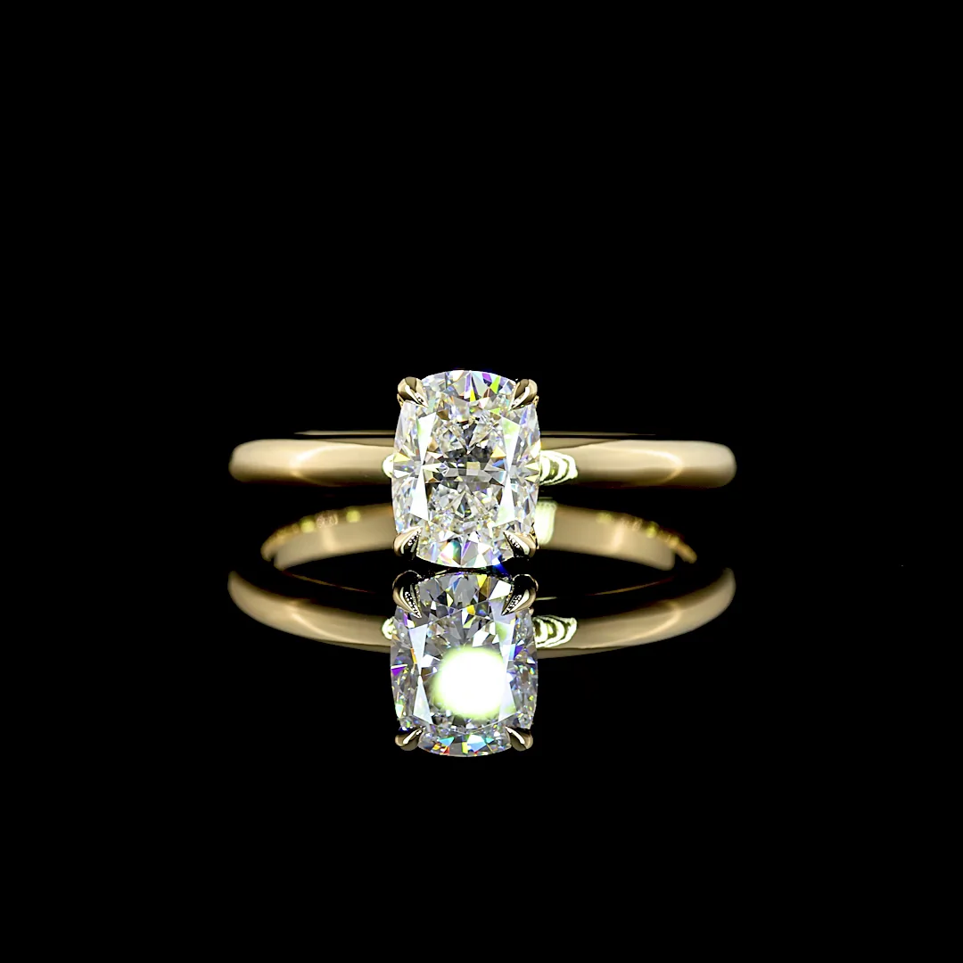 1.08 Cts 14k Yellow Gold Cushion Brilliant Shape Solitaire Ring - Video