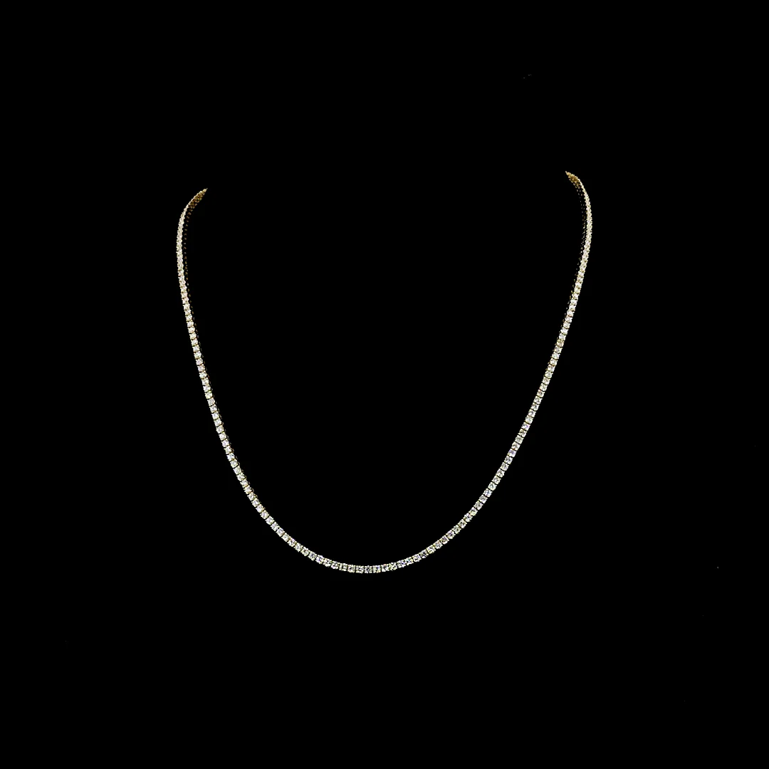 4.47 Cts 14k Yellow Gold Round Shape Tennis Necklace - Video