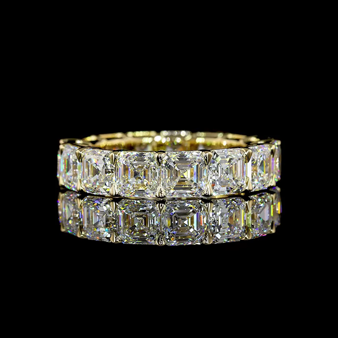 7.96 Cts 14k Yellow Gold Asscher Shape Eternity Band Eternity Band - Video