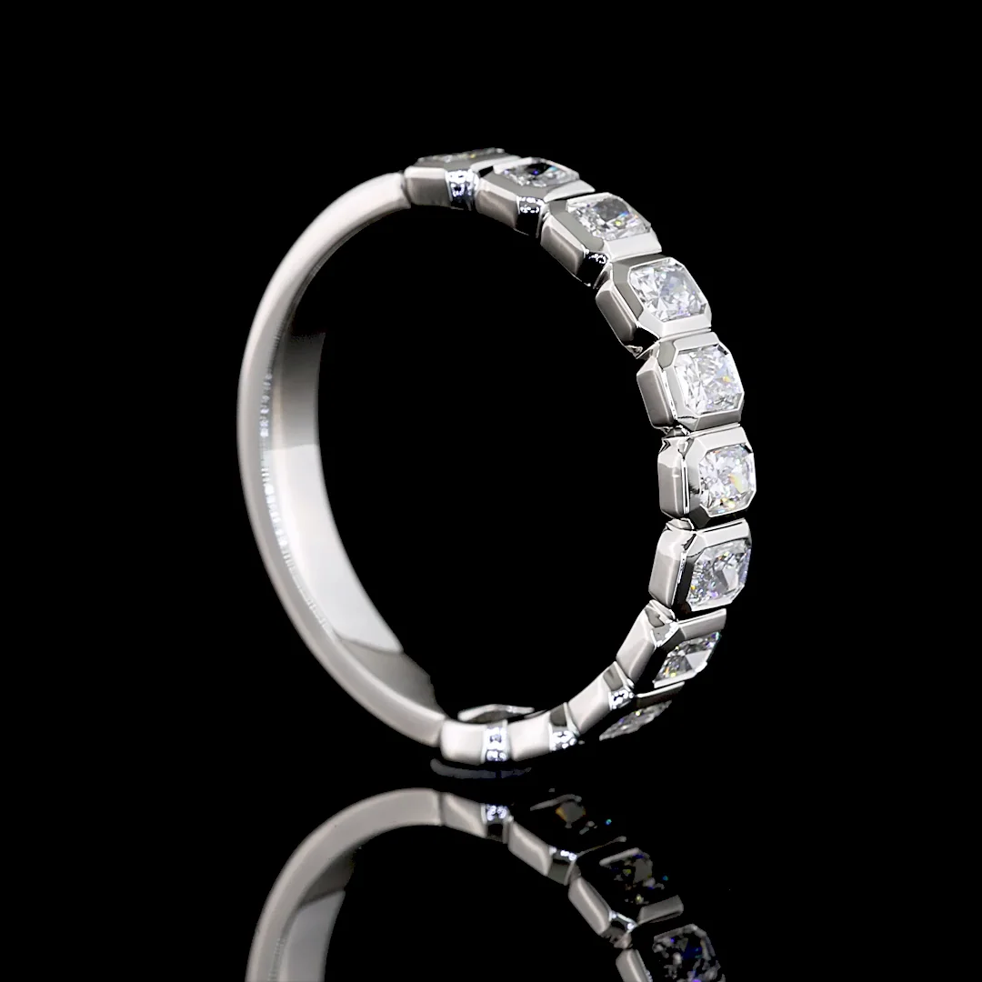1.06 Cts Platinum Radiant Shape Half Eternity Eternity Band - Image 2