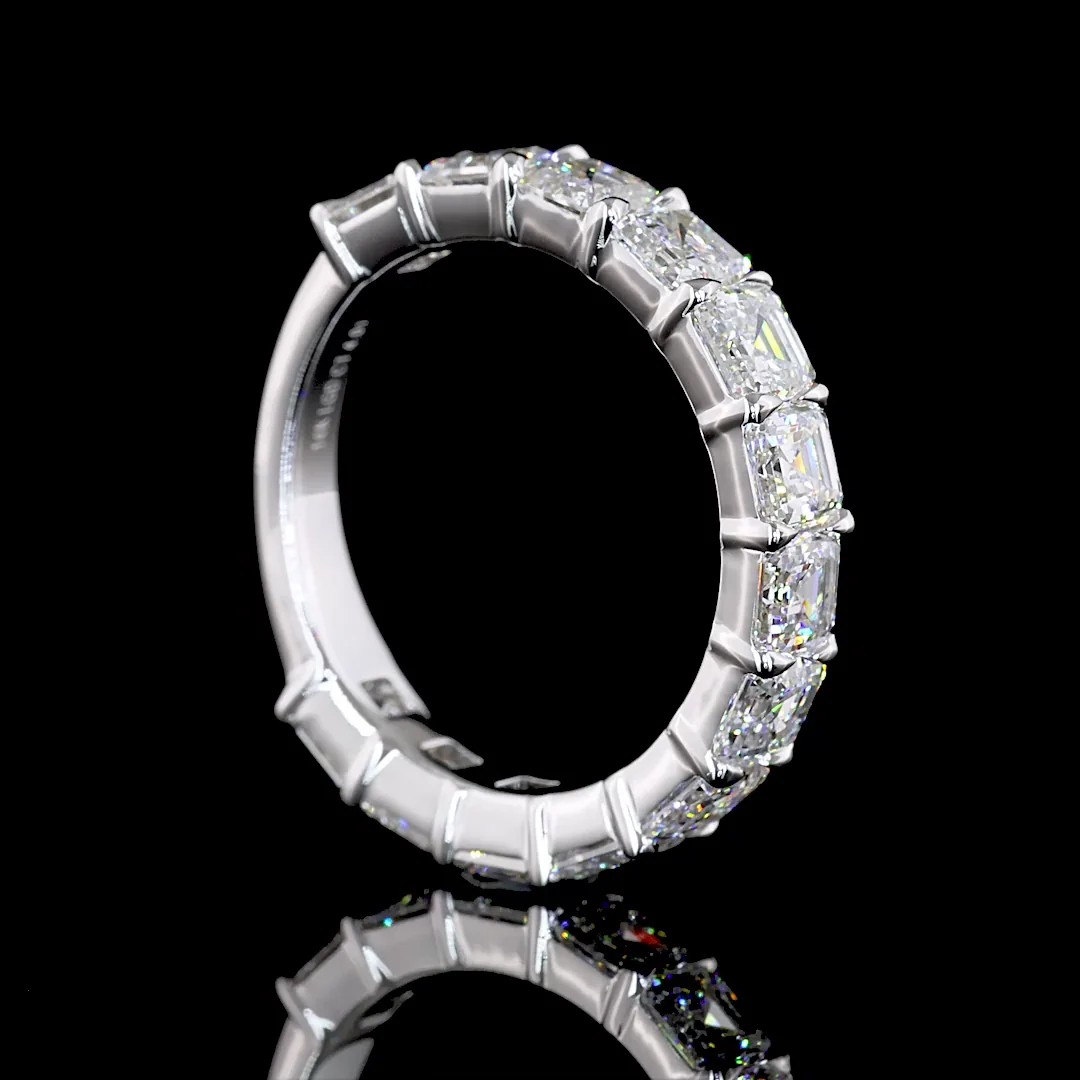 4.01 Cts 14k White Gold Asscher Shape 3/4 Band Eternity Band - Image 2