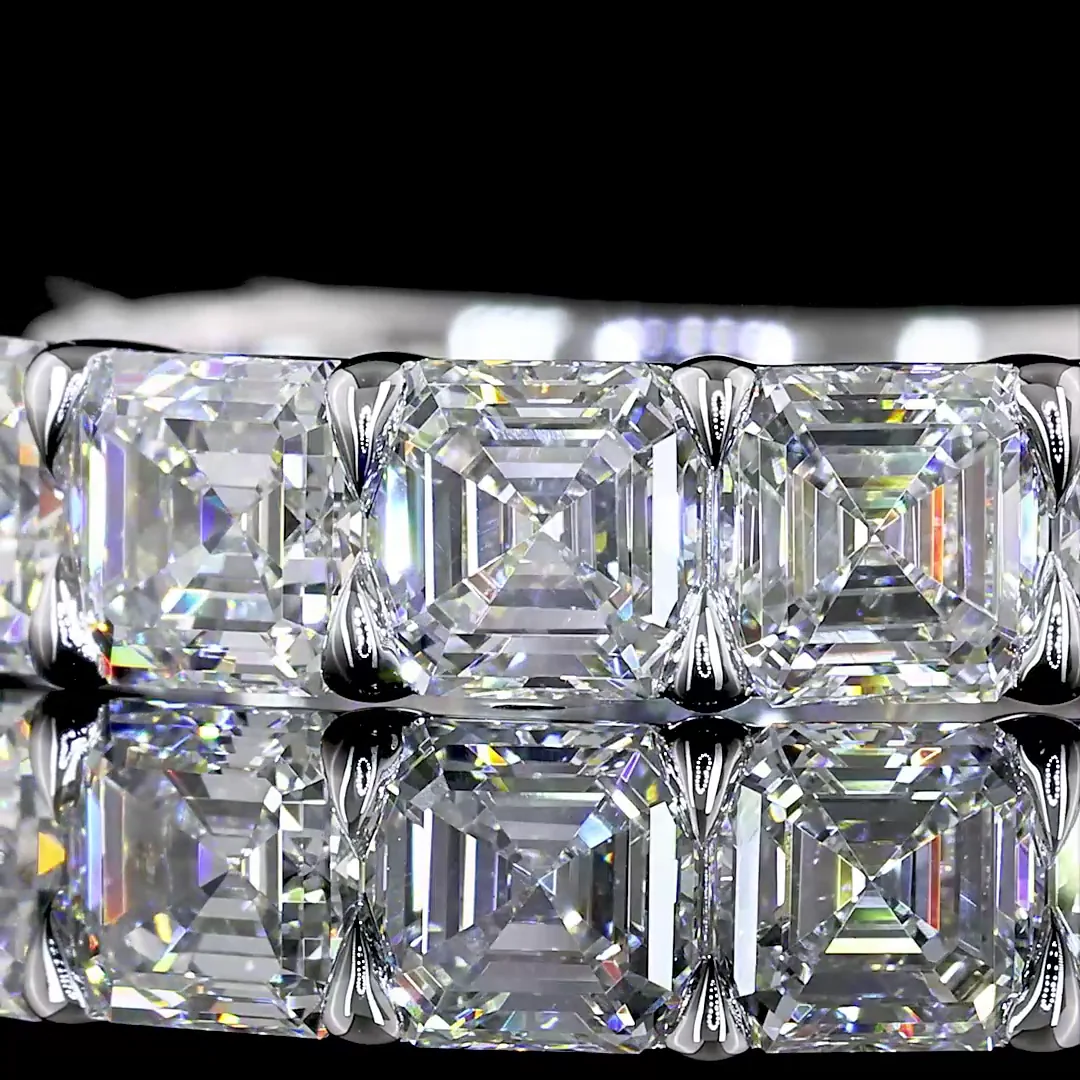 4.01 Cts 14k White Gold Asscher Shape 3/4 Band Eternity Band - Image 3