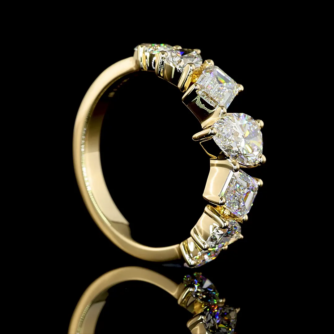 2.97 Cts 14k Yellow Gold Mix Shape Half Eternity Eternity Band - Image 2