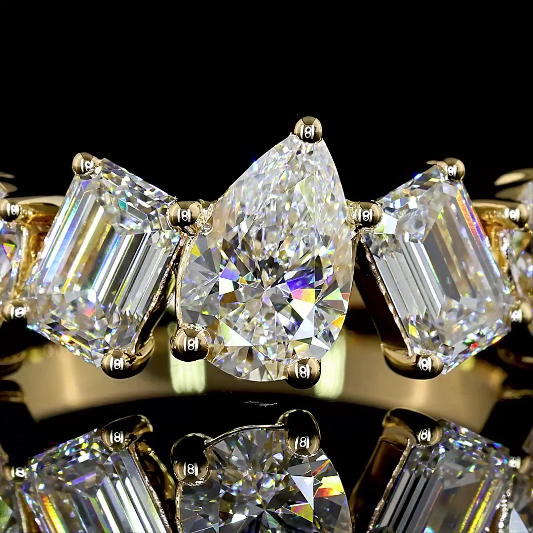 2.97 Cts 14k Yellow Gold Mix Shape Half Eternity Eternity Band - Image 3