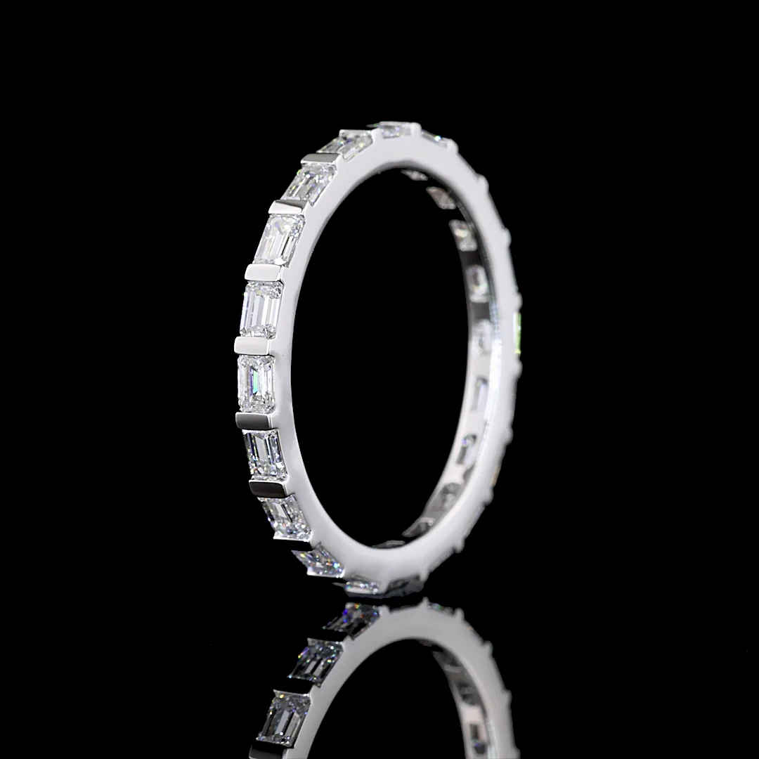 1.15 Cts 14k White Gold Emerald Shape Eternity Band Eternity Band - Image 4
