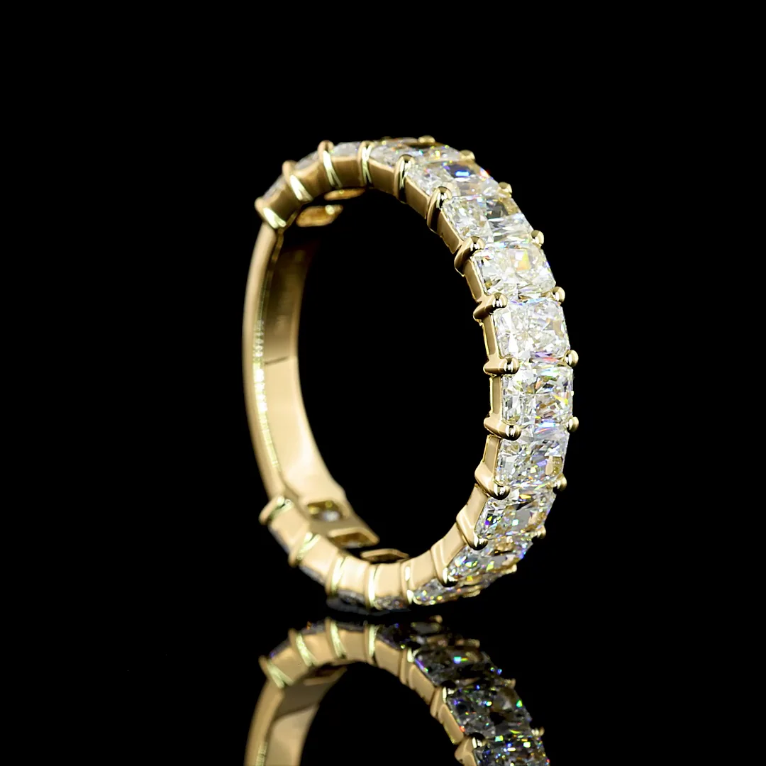 2.99 Cts 14k Yellow Gold Radiant Shape 3/4 Band Eternity Band - Image 2