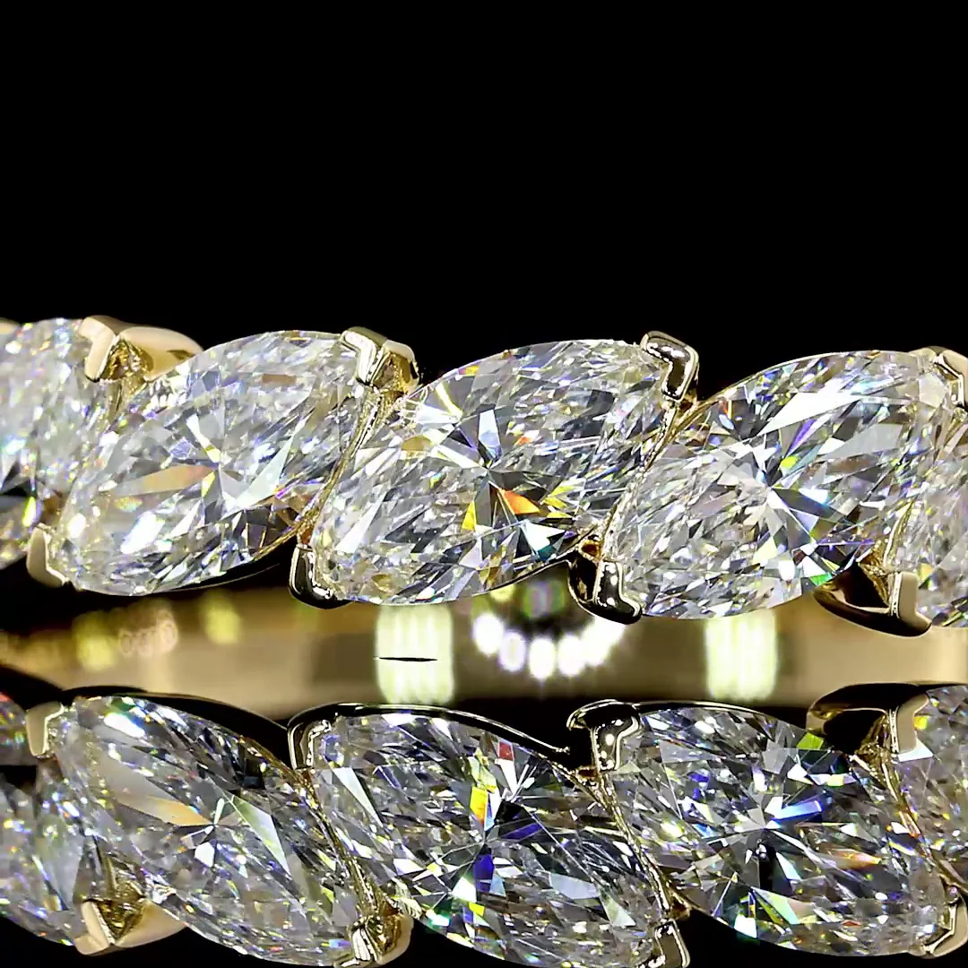 1.51 Cts 14k Yellow Gold Marquise Shape Half Eternity Eternity Band - Image 3