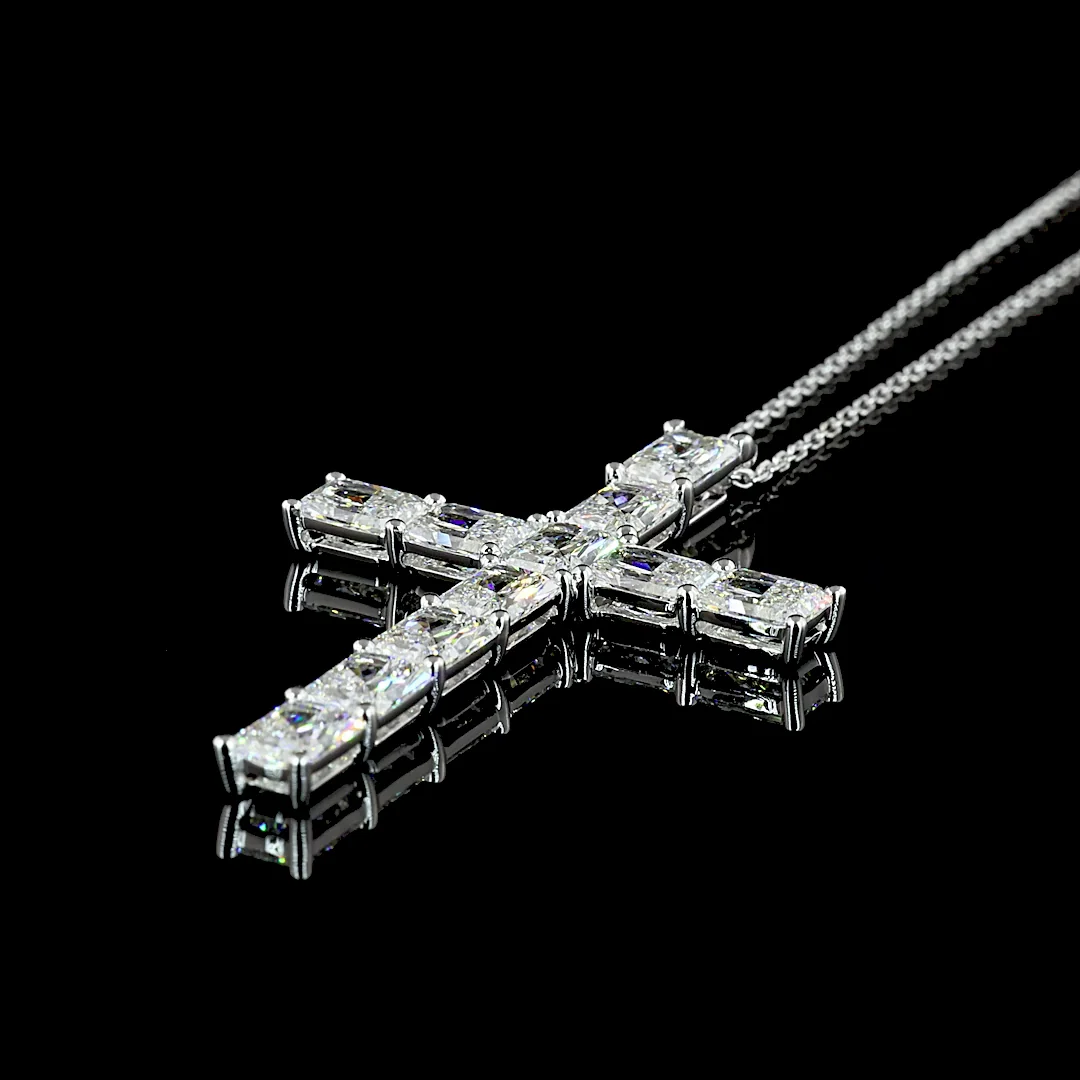 5.55 Cts 14k White Gold Radiant Shape Symbol Pendant - Image 4