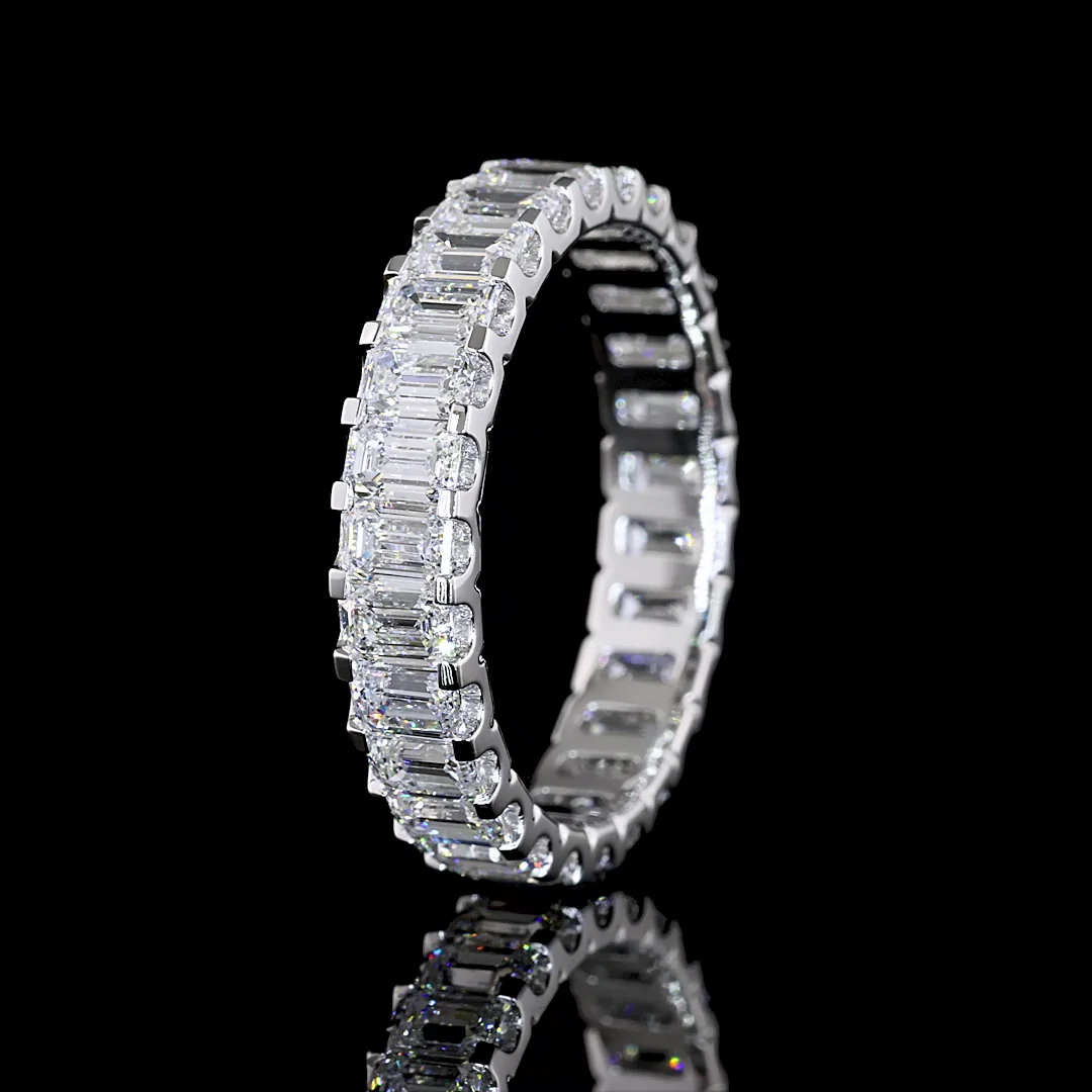 4.08 Cts 14k White Gold Emerald Shape Eternity Band Eternity Band - Image 4