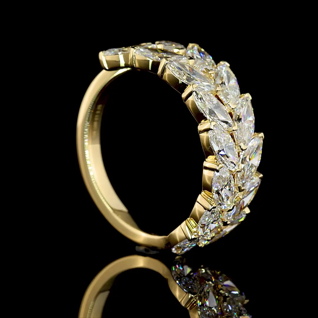 3.25 Cts 14k Yellow Gold Marquise Shape 3/4 Band Eternity Band - Image 2