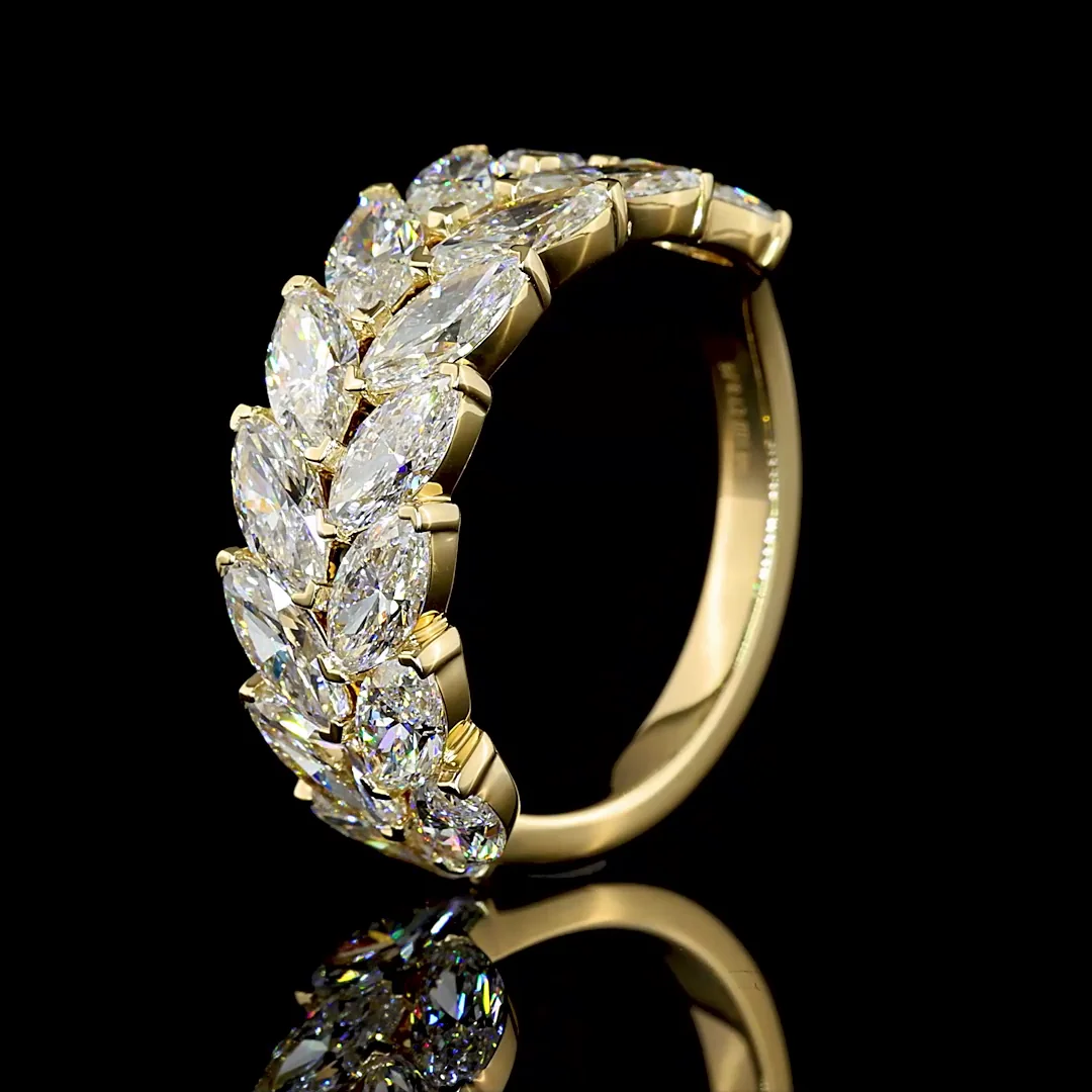 3.25 Cts 14k Yellow Gold Marquise Shape 3/4 Band Eternity Band - Image 4