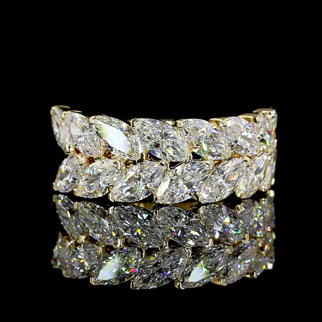 3.25 Cts 14k Yellow Gold Marquise Shape 3/4 Band Eternity Band - Video