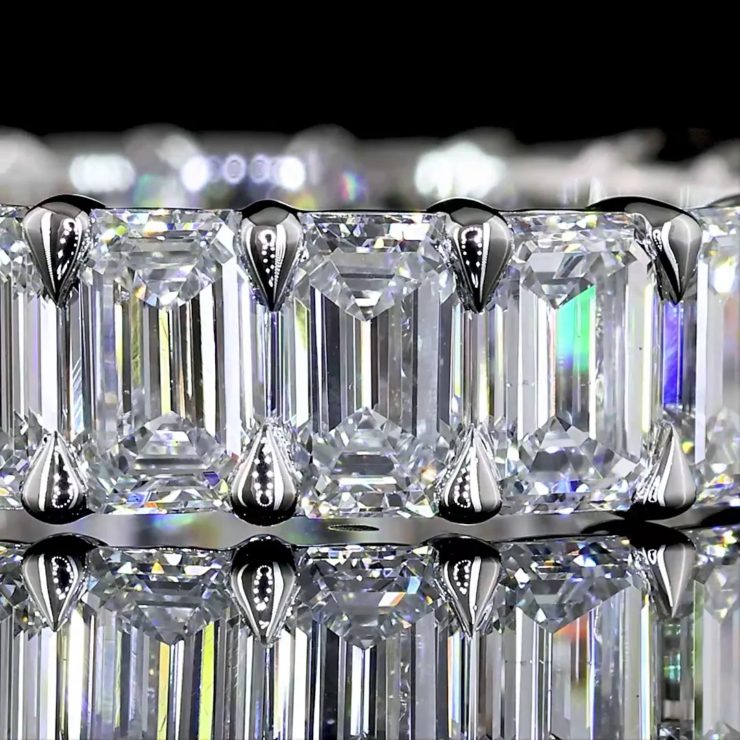 4.24 Cts Platinum Emerald Shape Eternity Band Eternity Band - Image 3