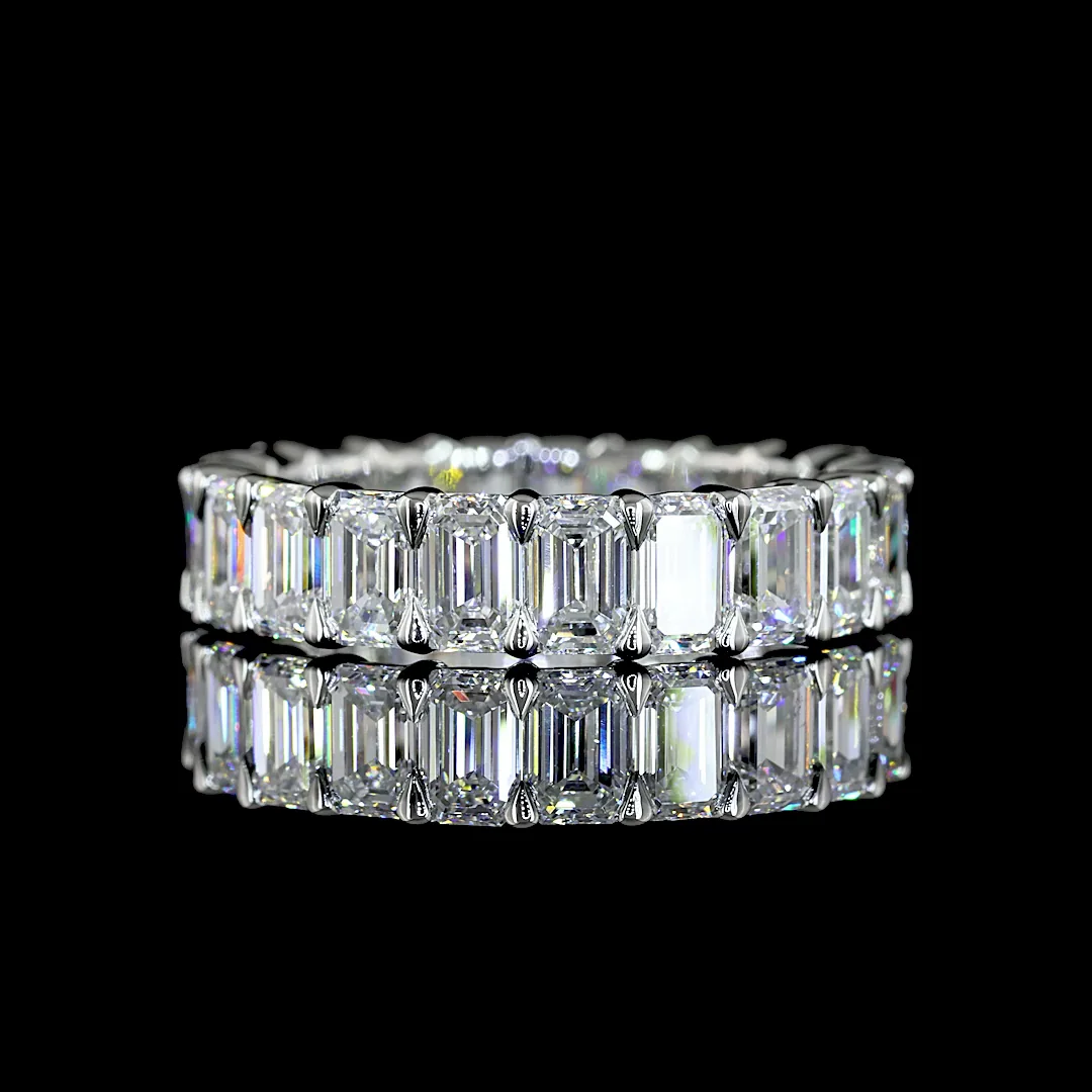 4.24 Cts Platinum Emerald Shape Eternity Band Eternity Band - Video