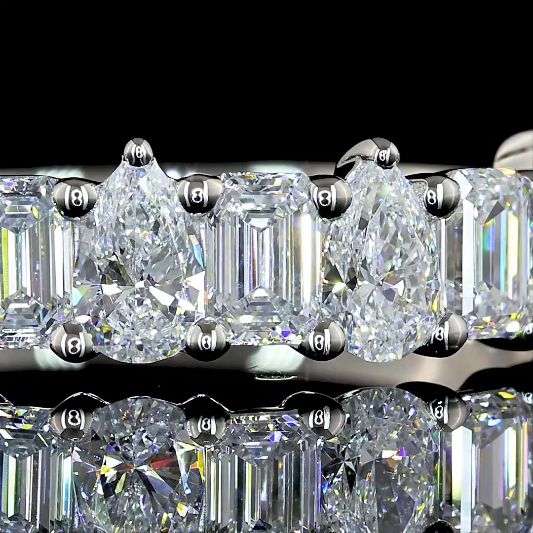 0.94 Cts Platinum Mix Shape 3/4 Band Eternity Band - Image 3