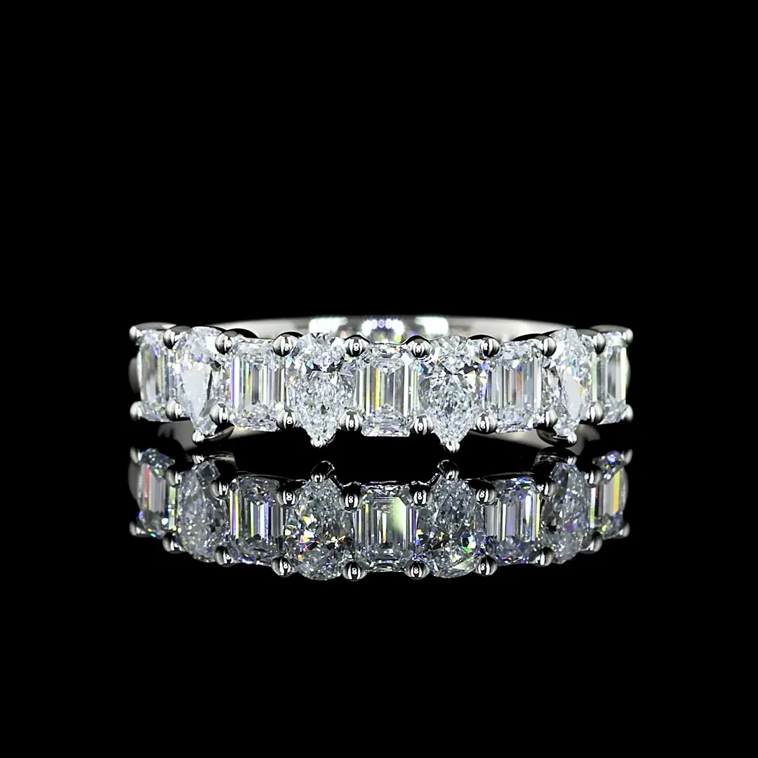 0.94 Cts Platinum Mix Shape 3/4 Band Eternity Band - Video