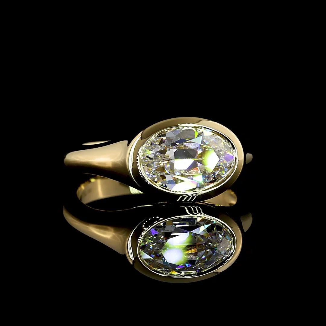 2.14 Cts 14k Yellow Gold Antique Oval Shape Solitaire Ring - Video