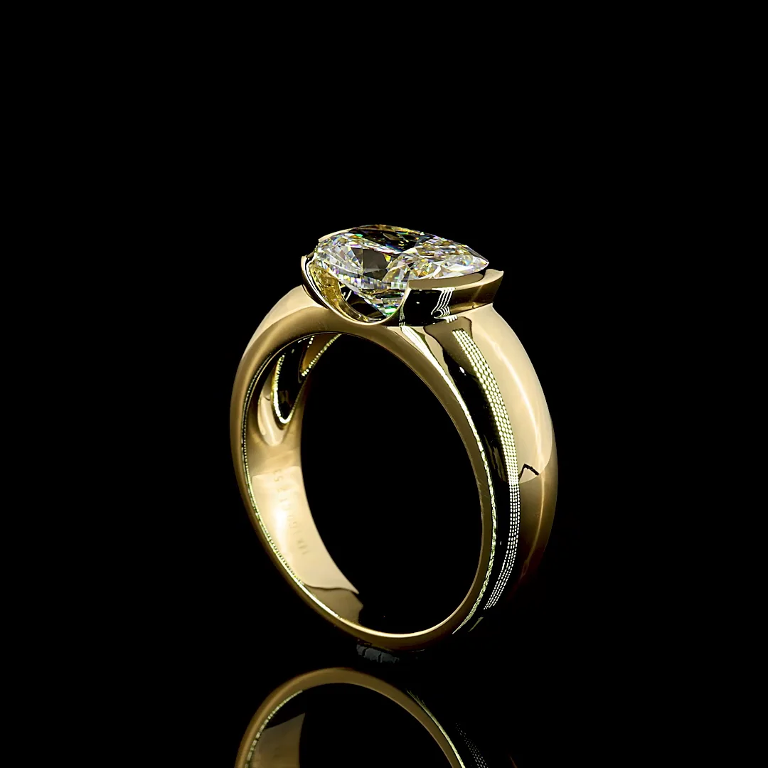 2.53 Cts 14k Yellow Gold Cushion Brilliant Shape Solitaire Ring - Image 2