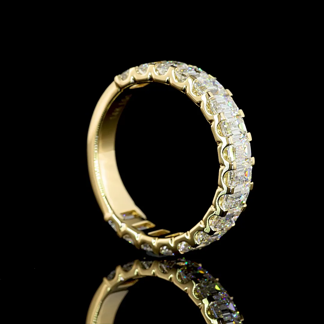 2.54 Cts 14k Yellow Gold Emerald Shape 3/4 Band Eternity Band - Image 2