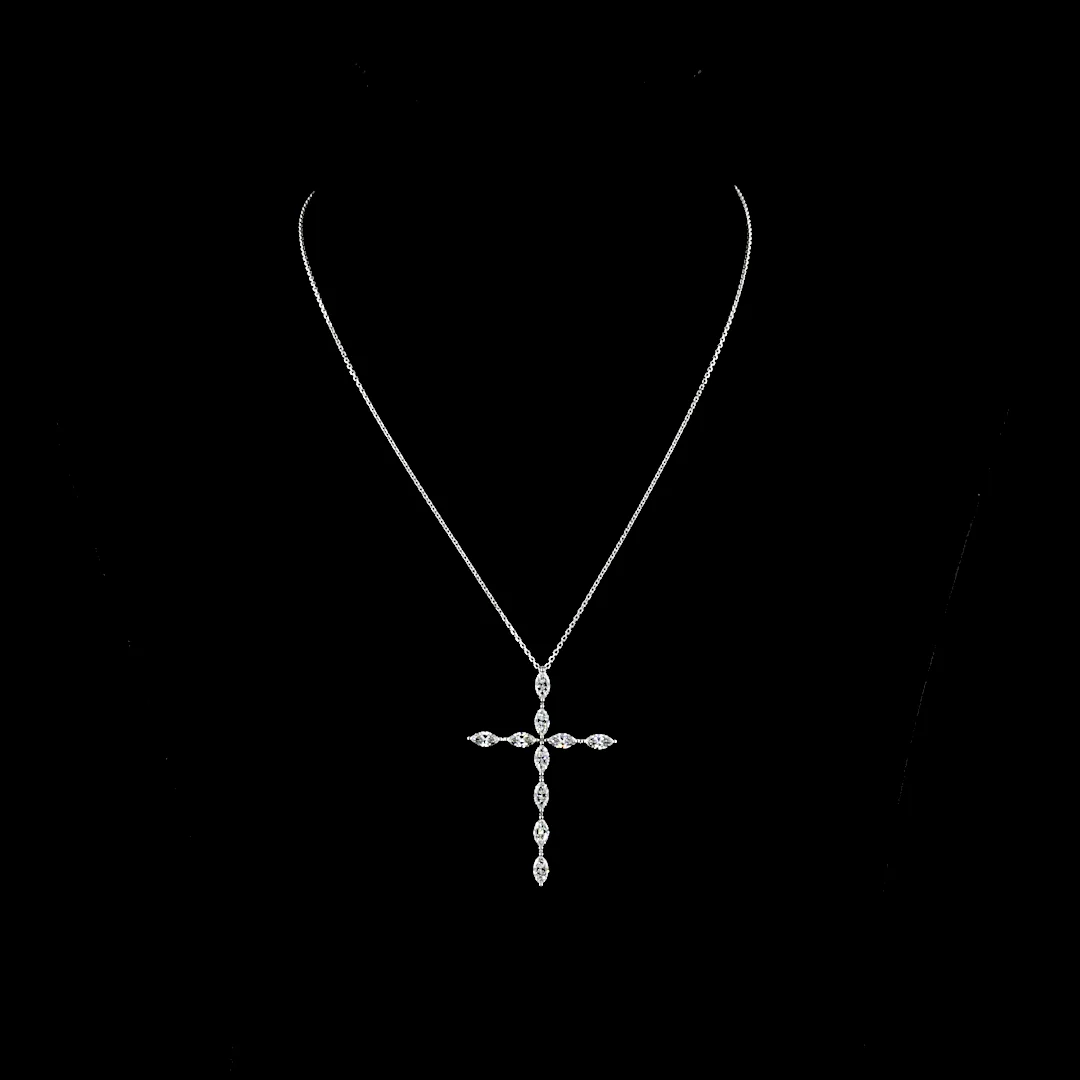 2.03 Cts 14k White Gold Marquise Shape Symbol Pendant - Video
