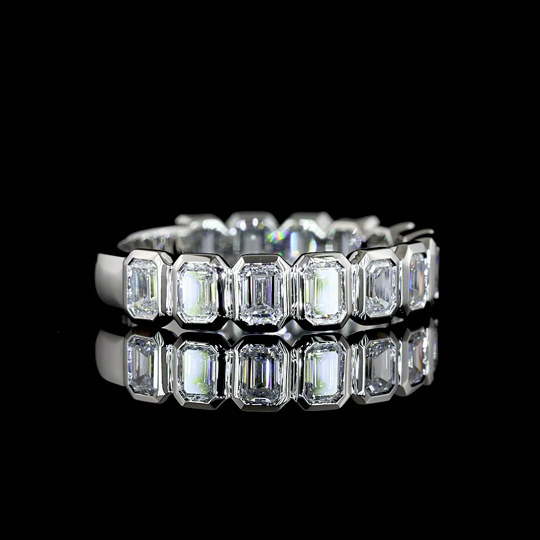 1.31 Cts Platinum Emerald Shape 3/4 Band Eternity Band - Video