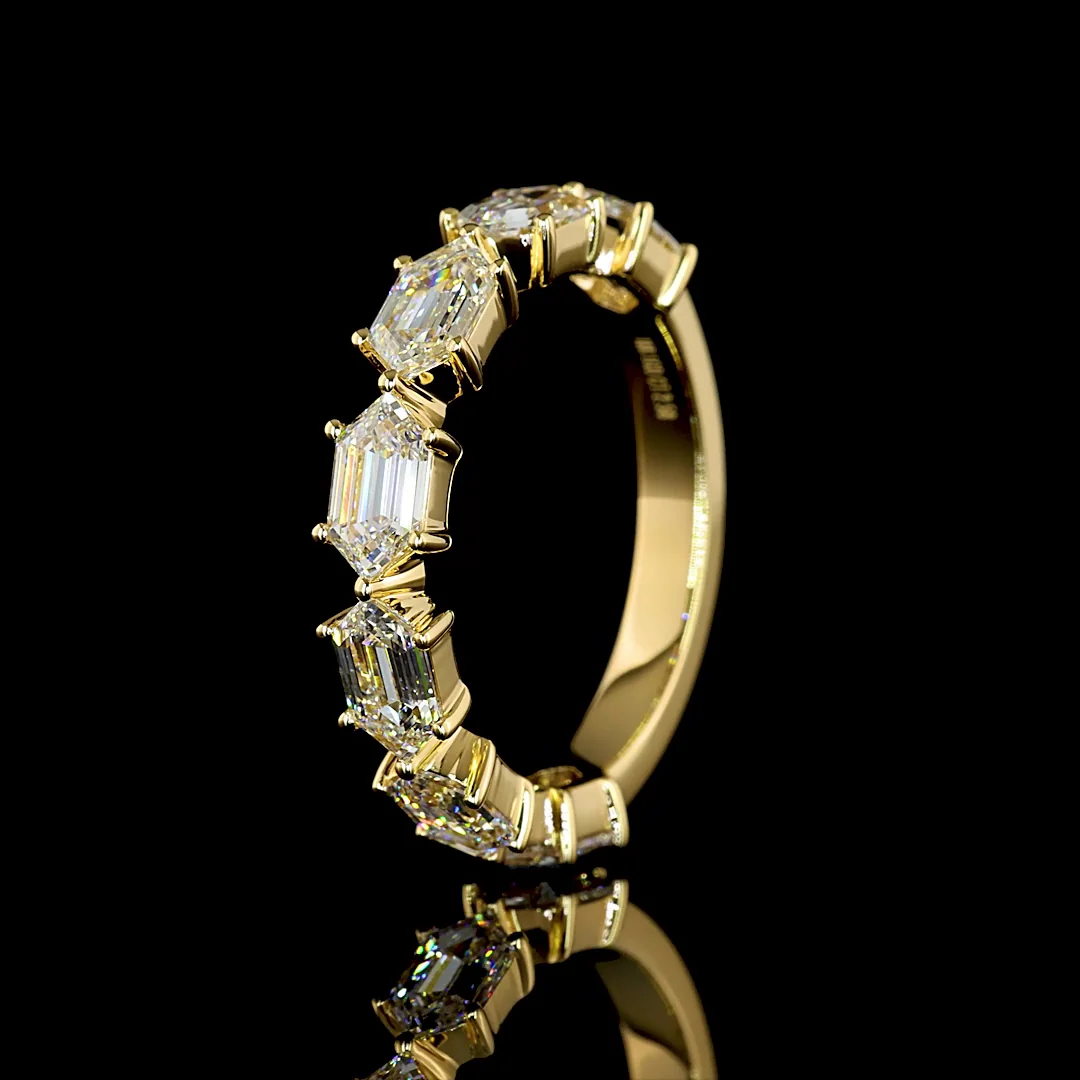 2.58 Cts 18k Yellow Gold Step Marquise Shape 7 Stones Eternity Band - Image 4