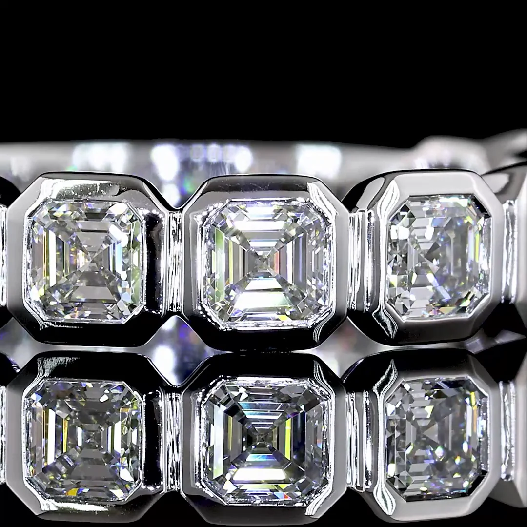 1.83 Cts 14k White Gold Asscher Shape 3/4 Band Eternity Band - Image 3