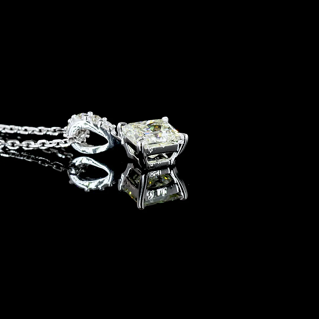 0.79 Cts 14k White Gold Princess Shape Pendant Pendant - Image 2