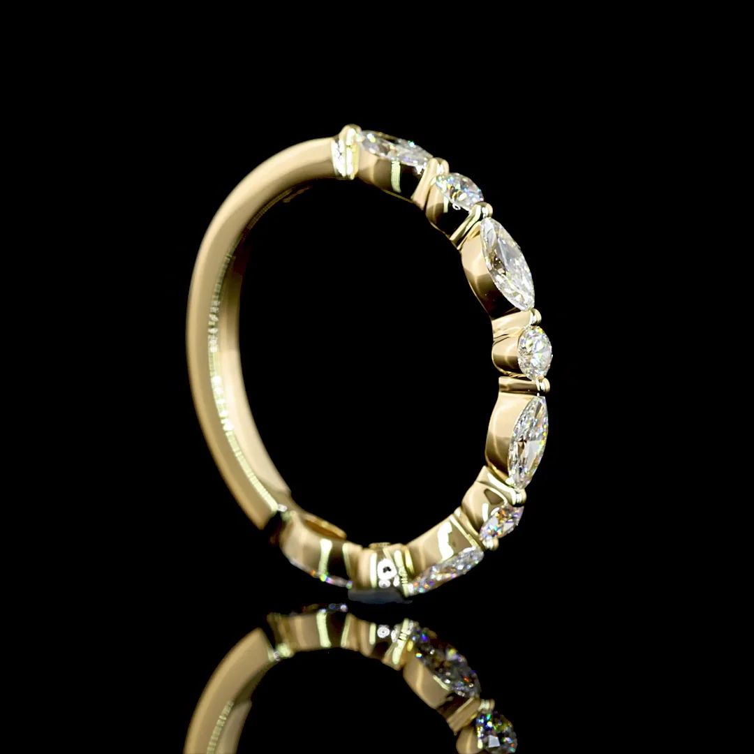 0.53 Cts 14k Yellow Gold Mix Shape 3/4 Band Eternity Band - Image 2