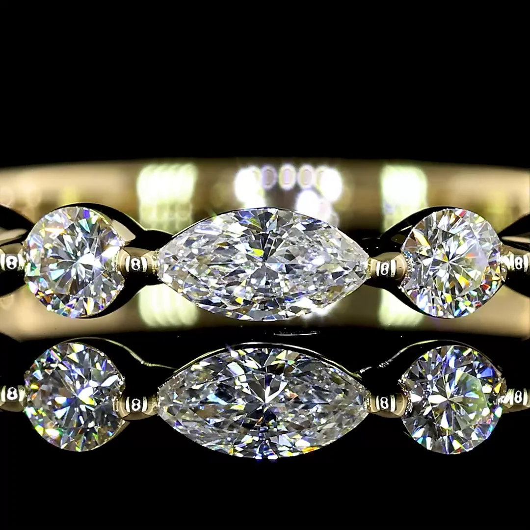 0.53 Cts 14k Yellow Gold Mix Shape 3/4 Band Eternity Band - Image 3