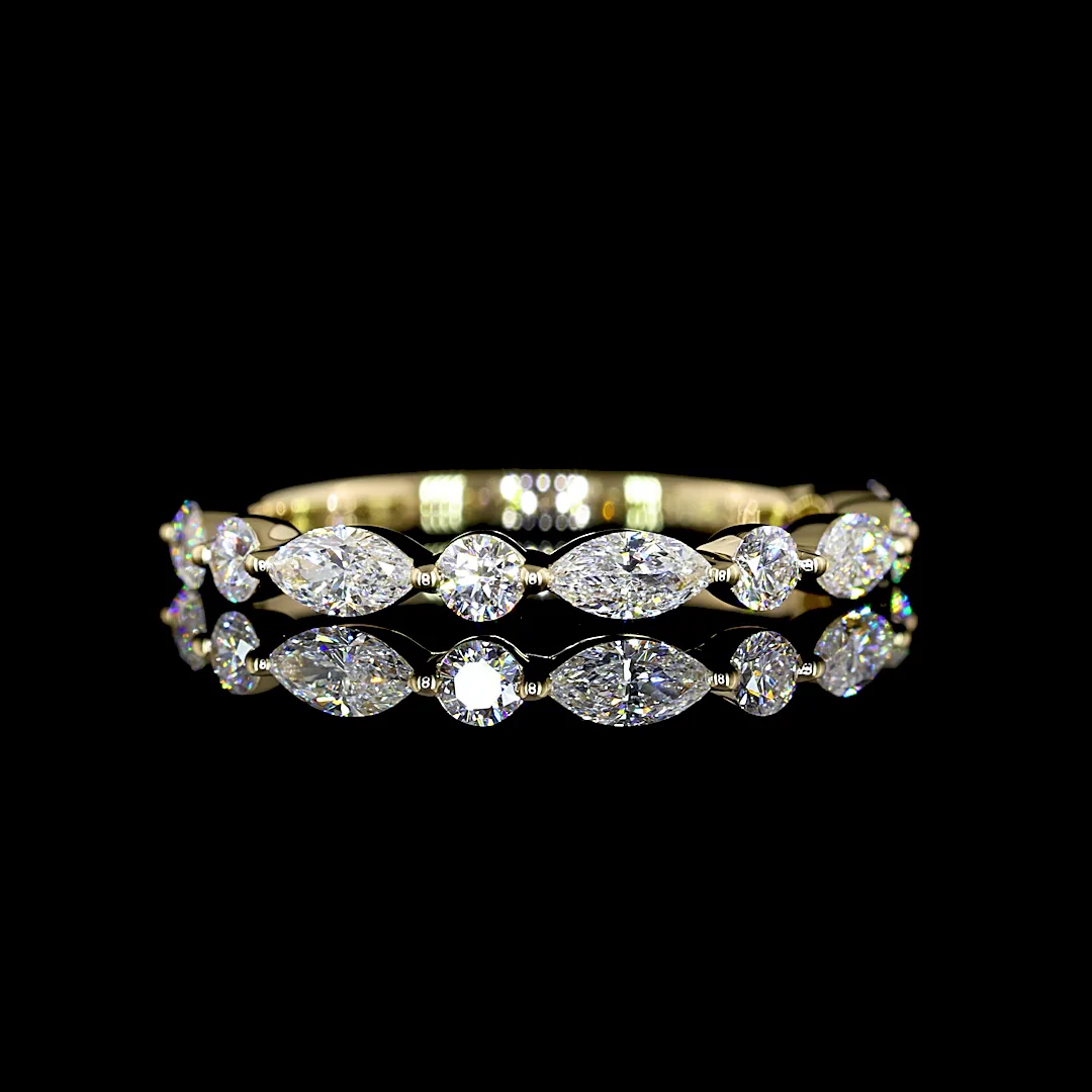 0.53 Cts 14k Yellow Gold Mix Shape 3/4 Band Eternity Band - Video