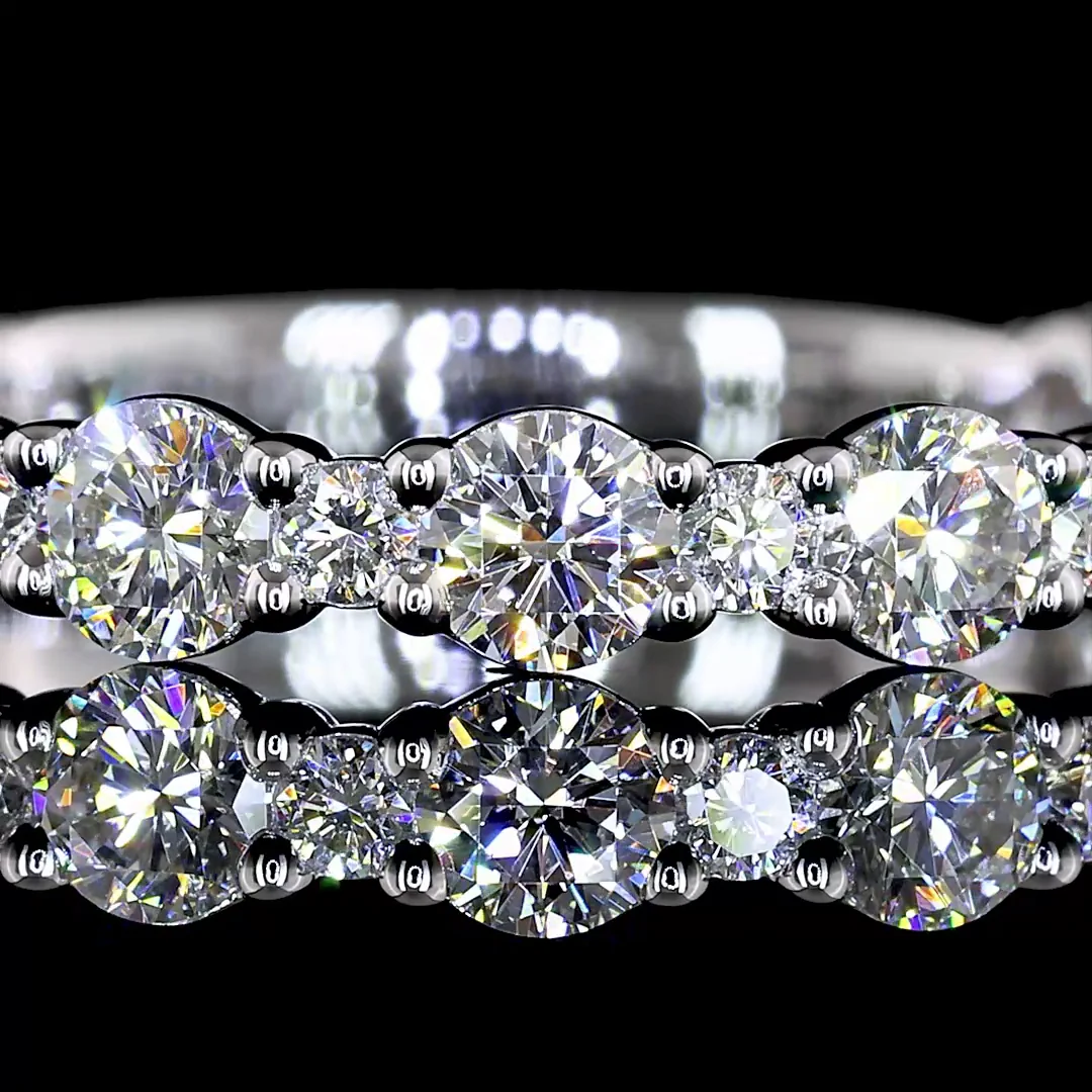 0.94 Cts 14k White Gold Round Shape 3/4 Band Eternity Band - Image 3