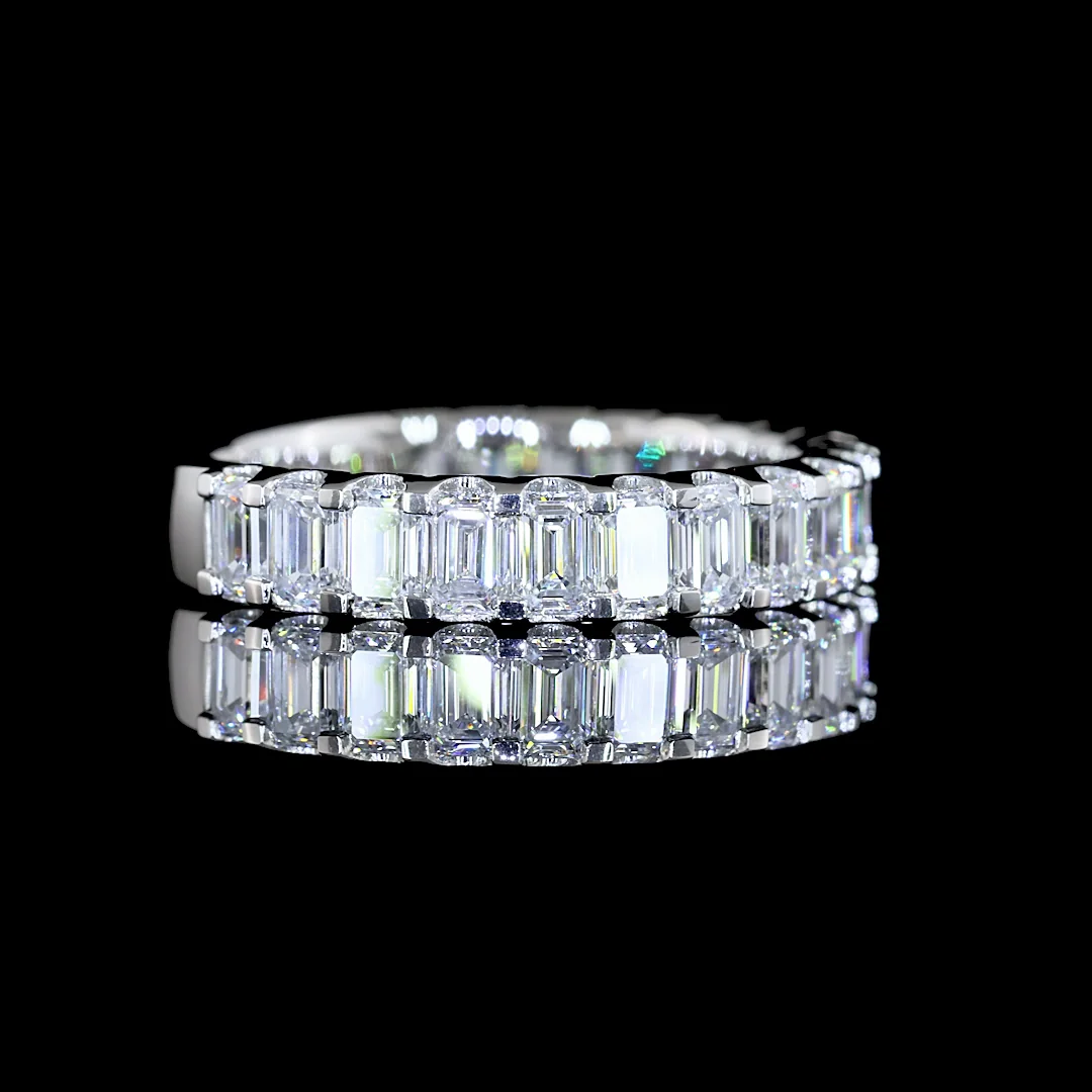 1.91 Cts Platinum Emerald Shape 3/4 Band Eternity Band - Image 2